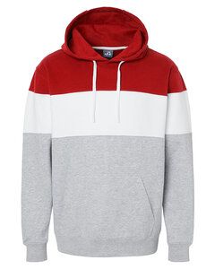 J. America 8644JA - Men's Varsity Pullover Hooded Sweatshirt Red/Oxford