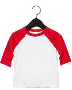 Bella+Canvas 3200T - Toddler 3/4-Sleeve Baseball T-Shirt White/Red