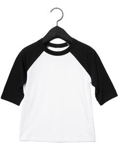 Bella+Canvas 3200T - Toddler 3/4-Sleeve Baseball T-Shirt White/Black