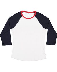 LAT LA3530 - Ladies' Baseball T-Shirt White / Navy / Red