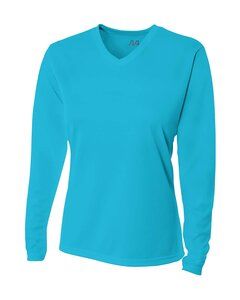 A4 NW3255 - Ladies Long Sleeve V-Neck Birds Eye Mesh T-Shirt