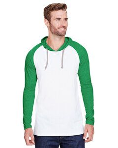 LAT 6917 - Men's Hooded Raglan Long Sleeve Fine Jersey T-Shirt B Wh/Vn Gr/Ttn