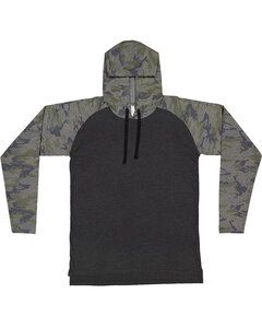 LAT 6917 - Men's Hooded Raglan Long Sleeve Fine Jersey T-Shirt V Smk/V Cmo/Bk