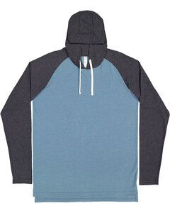 LAT 6917 - Men's Hooded Raglan Long Sleeve Fine Jersey T-Shirt Vn Ind/V Nv/Wh