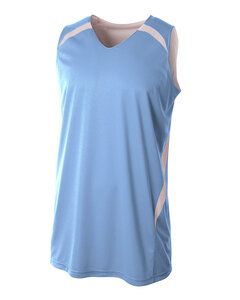 A4 N2372 - Adult Performance Double/Double Reversible Basketball Jersey Light Blue/Wht
