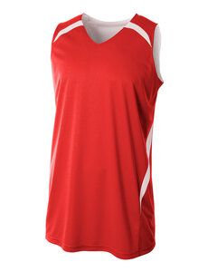 A4 N2372 - Adult Performance Double/Double Reversible Basketball Jersey Scarlet/White