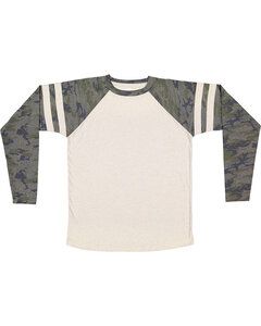LAT 6934 - Men's Gameday Mash-Up Long Sleeve Fine Jersey T-Shirt Nt Hth/V Cm/Nt