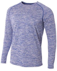 A4 N3305 - Adult Space Dye Long Sleeve Raglan T-Shirt Royal