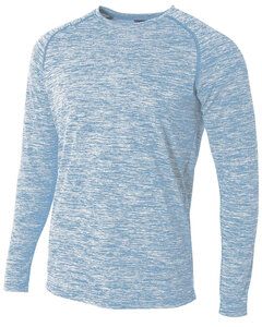 A4 N3305 - Adult Space Dye Long Sleeve Raglan T-Shirt Light Blue