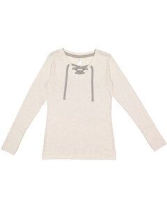 LAT LA3538 - Ladies Long Sleeve Fine Jersey Lace-Up T-Shirt Ntrl Hthr/Titnm