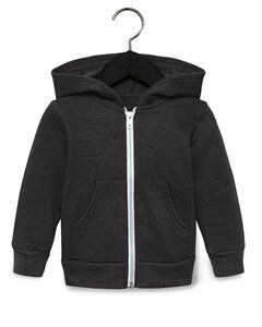 Bella+Canvas 3739T - Toddler Full-Zip Hooded Sweatshirt Dark Grey Heathr
