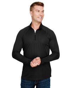 A4 N4268 - Adult Daily Polyester 1/4 Zip Black
