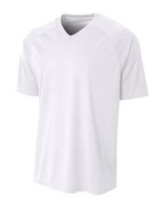 A4 NB3373 - Youth Polyester V-Neck Strike Jersey with Contrast Sleeves White