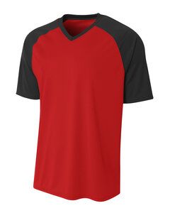 A4 NB3373 - Youth Polyester V-Neck Strike Jersey with Contrast Sleeves