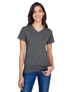 A4 NW3381 - Ladies Topflight Heather V-Neck T-Shirt Charcoal Heather