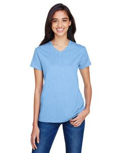 A4 NW3381 - Ladies Topflight Heather V-Neck T-Shirt Light Blue