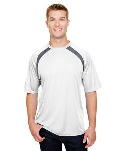 A4 N3001 - Men's Spartan Short Sleeve Color Block Crew Neck T-Shirt White/Graphite