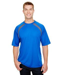 A4 N3001 - Men's Spartan Short Sleeve Color Block Crew Neck T-Shirt Royal/Graphite
