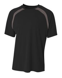 A4 NB3001 - Boy's Spartan Short Sleeve Color Block Crew Neck T-Shirt Black/Graphite