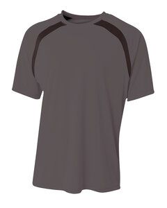 A4 NB3001 - Boy's Spartan Short Sleeve Color Block Crew Neck T-Shirt Graphite/Black