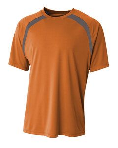 A4 NB3001 - Boy's Spartan Short Sleeve Color Block Crew Neck T-Shirt Orange/Graphite