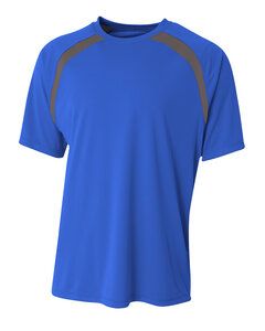 A4 NB3001 - Boy's Spartan Short Sleeve Color Block Crew Neck T-Shirt Royal/Graphite