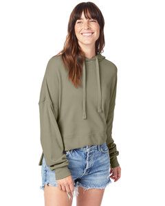 Alternative Apparel 9906ZT - Ladies Washed Terry Studio Hooded Sweatshirt Military