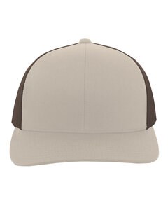 Pacific Headwear 104C - Trucker Snapback Hat Khaki/Brown