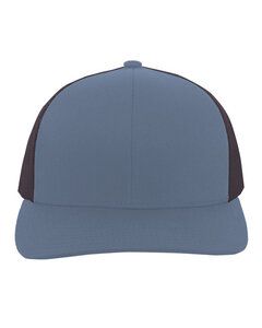 Pacific Headwear 104C - Trucker Snapback Hat Ocean Blue/Char