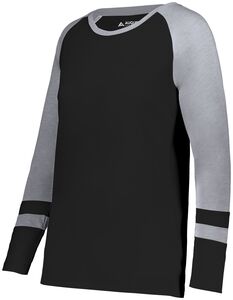 Augusta Sportswear 2917 - Ladies Fanatic 2.0 Long Sleeve Tee Black/Grey Heather