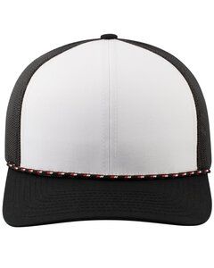 Pacific Headwear 104BR - Trucker Snapback Braid Cap White/Blk/Blk