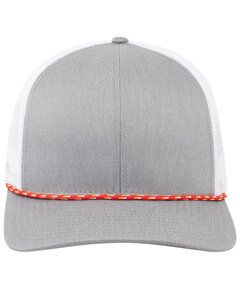Pacific Headwear 104BR - Trucker Snapback Braid Cap Red/Ht Gry/Wht