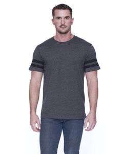 StarTee ST2430 - Men's CVC Stripe Varsity T-Shirt Charcl Hthr/Blk
