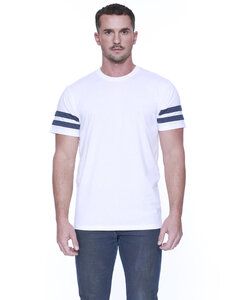 StarTee ST2430 - Men's CVC Stripe Varsity T-Shirt White/Navy Hthr