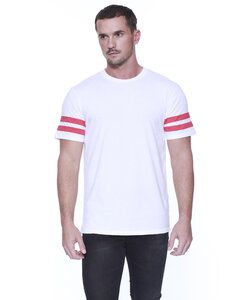 StarTee ST2430 - Men's CVC Stripe Varsity T-Shirt White/Red Hthr