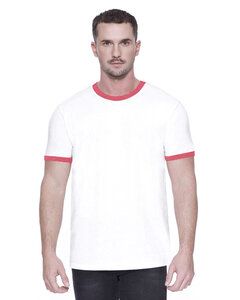StarTee ST2431 - Men's CVC Ringer T-Shirt White/Red Hthr