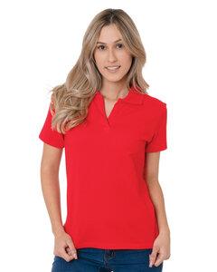 Bayside BA1050 - Junior's 6.2 oz., 100% Cotton V-Neck Polo Red