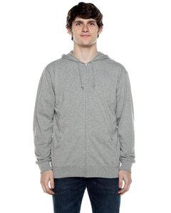 Beimar AZJ702 - Unisex 4.5 oz. Jersey Long-Sleeve Full-Zip Hooded T-Shirt Heather Grey