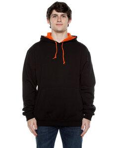 Beimar F1023 - Unisex 10 oz. 80/20 Poly/Cotton Contrast Hood Sweatshirt Black/Orange