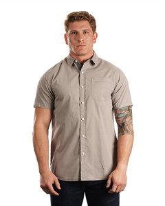 Burnside B9290 - Men's Peached Poplin Short Sleeve Woven Shirt Grey/White Dot
