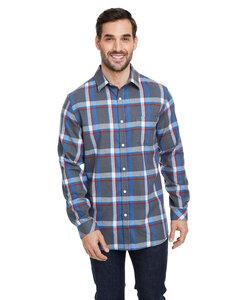 Burnside B8212 - Woven Plaid Flannel With Biased Pocket Steel/White