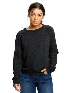 US Blanks US238 - Ladies Raglan Pullover Long Sleeve Crewneck Sweatshirt Tri Charcoal