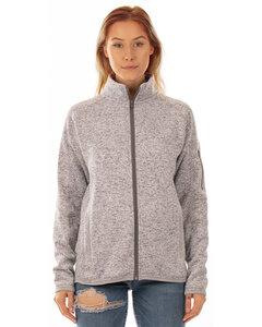 Burnside B5901 - Ladies Sweater Knit Jacket Heather Grey