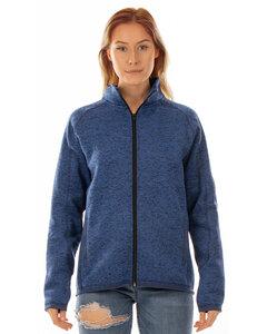 Burnside B5901 - Ladies Sweater Knit Jacket Heather Navy