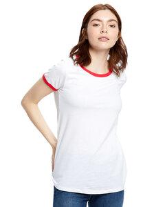 US Blanks US609 - Ladies Classic Ringer T-Shirt White/Red