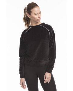 US Blanks US538 - Ladies Velour Long Sleeve Crop T-Shirt Black