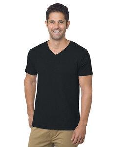 Bayside BA5025 - Unisex 4.2 oz., Fine Jersey V-Neck T-Shirt Black