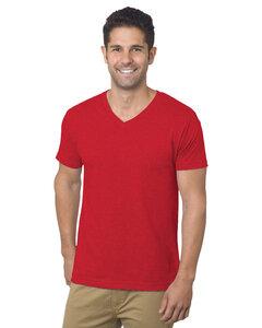 Bayside BA5025 - Unisex 4.2 oz., Fine Jersey V-Neck T-Shirt Red