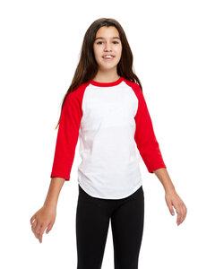 US Blanks US6601K - Youth Baseball Raglan T-Shirt White/Red