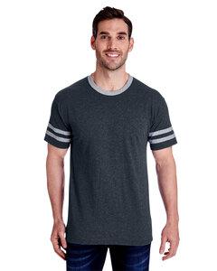 Jerzees 602MR - Adult TRI-BLEND Varsity Ringer T-Shirt Black Hth/Oxfrd